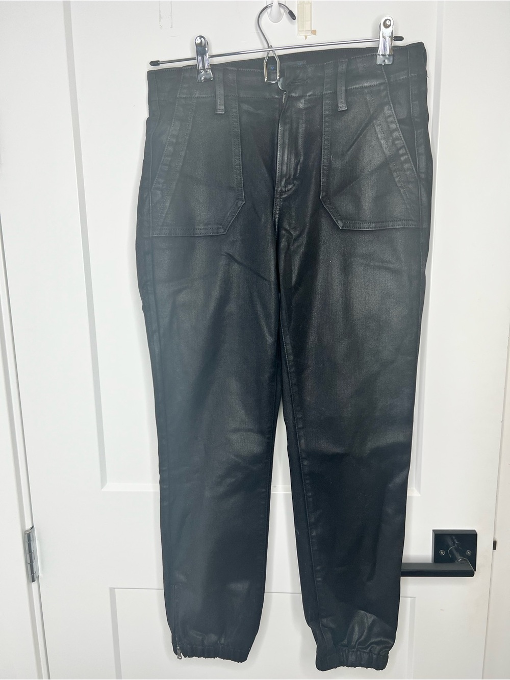 PAIGE Black Faux Leather Jogger Pants